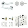 Complete Hex Door Handle Pack - Heavy Duty Tubular Bathroom (Plain Thumb Turn) - Polished Chrome - 76mm / 4-inch Hinges - JE-C31A2-PC