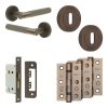 Complete Bari Door Handle Pack - Sashlock - Dark Bronze - 65mm / 3-inch Hinges - JE-D7B8-DB
