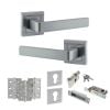 STATUS Montana Door Handle Pack (Euro Lock Set - 2.5" CE Sashlock, 3" Fire Rated Hinges x3) - Satin Chrome
