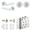 Complete Hex Door Handle Pack - Heavy Duty Tubular Bathroom (Standard Thumb Turn) - Polished Chrome - 76mm / 4-inch Hinges - JE-C31A3-PC