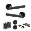 Senza Pari Rosarno Door Handle Pack (Bathroom Set - 2.5" CE Bathroom Lock, 4" Slim Knuckle Hinges x2) - Matt Black