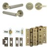 Complete Hex Door Handle Pack - Heavy Duty Tubular Bathroom (Plain Thumb Turn) - Antique Brass - 64mm / 3-inch Hinges - JE-C30B2-AB