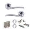 STATUS Indiana Door Handle Pack (Euro Lock Set - 3" CE Sashlock, 4" Slim Knuckle Hinges x2) - Satin Chrome/Polished Chrome