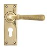 Aged Brass Hammered Newbury Lever Euro Lock Set