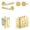 Complete Venice Door Handle Pack - Bathroom Lock (Plain Thumb Turn) - Satin Brass - 65mm / 4-inch Hinges - JE-F5A2-SB