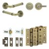 Complete Midtown Door Handle Pack - Heavy Duty Tubular Bathroom (Knurled Thumb Turn) - Antique Brass - 64mm / 3-inch Hinges - JE-G30B1-AB