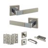STATUS Montana Door Handle Pack (Bathroom Set - 2.5" CE Bathroom Lock, 3" Fire Rated Hinges x3) - Satin Nickel/Polished Chrome