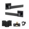 STATUS Montana Door Handle Pack (Latch Set - 3" CE Latch, 4" Fire Rated Hinges x3) - Matt Black