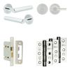 Complete Hex Door Handle Pack - Bathroom Lock (Plain Thumb Turn) - Polished Chrome - 65mm / 3-inch Hinges - JE-C5B2-PC