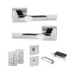 STATUS Kansas Door Handle Pack (Bathroom Set - 2.5" CE Bathroom Lock, 4" Slim Knuckle Hinges x2) - Polished Chrome