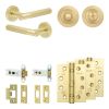 Complete Venice Door Handle Pack - Heavy Duty Tubular Bathroom (Standard Thumb Turn) - Satin Brass - 76mm / 4-inch Hinges - JE-F31A3-SB
