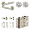 Complete Bloom Door Handle Pack - Heavy Duty Tubular Bathroom (Standard Thumb Turn) - Satin Nickel - 64mm / 3-inch Hinges - JE-B30B3-SN