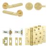 Complete Bloom Door Handle Pack - Heavy Duty Tubular Bathroom (Plain Thumb Turn) - Satin Brass - 76mm / 4-inch Hinges - JE-B31A2-SB