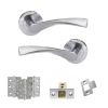 Eco Aqua Door Handle Pack (Latch Set - 2.5" CE Latch, 3" Fire Rated Hinges x3) - Satin Chrome