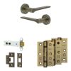 Complete Gio Door Handle Pack - Heavy Duty Latch - Antique Brass - 102mm / 3-inch Hinges - JE-E22B-AB