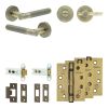 Complete Venice Door Handle Pack - Heavy Duty Tubular Bathroom (Plain Thumb Turn) - Antique Brass - 76mm / 4-inch Hinges - JE-F31A2-AB