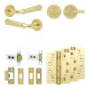 Complete Classic Door Handle Pack - Heavy Duty Tubular Bathroom (Plain Thumb Turn) - Satin Brass - 64mm / 4-inch Hinges - JE-A30A2-SB