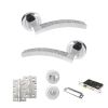 Senza Pari Crystal Door Handle Pack (Bathroom Set - 2.5" CE Bathroom Lock, 4" Slim Knuckle Hinges x2) - Polished Chrome