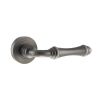 Old English Durham Lever Door Handle on Round Rose - Matt Gun Metal (Pair)