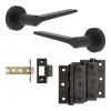 Complete Gio Door Handle Pack - Internal Doors - Matt Black - 64mm / 3-inch Hinges - JE-E2B-MB
