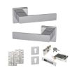 Senza Pari Panetti Door Handle Pack (Euro Lock Set - 2.5" CE Sashlock, 4" Slim Knuckle Hinges x2) - Polished Chrome