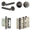 Complete Venice Door Handle Pack - Bathroom Lock (Standard Thumb Turn) - Black Nickel - 76mm / 3-inch Hinges - JE-F6B3-BN