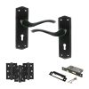 Old English Warwick Door Handle Pack (3 Lever Lock Set - 2.5" CE Sashlock, 3" Fire Rated Hinges x3) - Matt Black