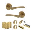 STATUS Indiana Door Handle Pack (Euro Lock Set - 2.5" CE Sashlock, 3" Fire Rated Hinges x3) - Satin Brass