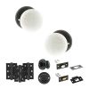 Old English Skipton Door Knob Pack (Bathroom Set - 4" Deadbolt, 3" Fire Rated Hinges x3) - Matt Black