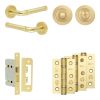 Complete Midtown Door Handle Pack - Bathroom Lock (Standard Thumb Turn) - Satin Brass - 65mm / 3-inch Hinges - JE-G5B3-SB