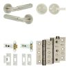 Complete Bloom Door Handle Pack - Heavy Duty Tubular Bathroom (Plain Thumb Turn) - Satin Nickel - 76mm / 3-inch Hinges - JE-B31B2-SN