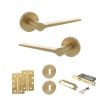 Senza Pari Laviano Door Handle Pack (3 Lever Lock Set - 3" CE Sashlock, 4" Slim Knuckle Hinges x2) - Satin Brass