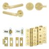 Complete Venice Door Handle Pack - Heavy Duty Tubular Bathroom (Plain Thumb Turn) - Satin Brass - 64mm / 3-inch Hinges - JE-F30B2-SB