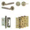 Complete Bari Door Handle Pack - Bathroom - Antique Brass - By Frelan Hardware - JE-D6A2-AB