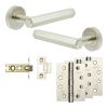 Complete Hex Door Handle Pack - Internal Doors - Satin Nickel - 64mm / 4-inch Hinges - JE-C1A-SN
