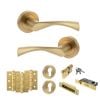STATUS Colorado Door Handle Pack (Euro Lock Set - 2.5" CE Sashlock, 3" Fire Rated Hinges x3) - Satin Brass