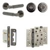 Complete Bloom Door Handle Pack - Bathroom Lock (Standard Thumb Turn) - Black Nickel - 65mm / 4-inch Hinges - JE-B5A3-BN