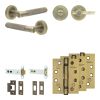 Complete Bari Door Handle Pack - Heavy Duty Tubular Bathroom (Plain Thumb Turn) - Antique Brass - 102mm / 4-inch Hinges - JE-D32A2-AB