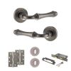 Old English Durham Door Handle Pack (3 Lever Lock Set - 2.5" CE Sashlock, 4" Slim Knuckle Hinges x2) - Distressed Silver