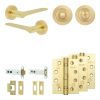 Complete Gio Door Handle Pack - Heavy Duty Tubular Bathroom (Standard Thumb Turn) - Satin Brass - 102mm / 4-inch Hinges - JE-E32A3-SB