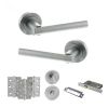 STATUS Nebraska Door Handle Pack (Bathroom Set - 2.5" CE Bathroom Lock, 3" Fire Rated Hinges x3) - Satin Chrome