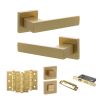 Senza Pari Panetti Door Handle Pack (Bathroom Set - 3" CE Bathroom Lock, 3" Fire Rated Hinges x3) - Satin Brass