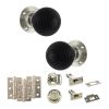 Old English Whitby Door Knob Pack (Bathroom Set - 3" Deadbolt, 3" Fire Rated Hinges x3) - Polished Nickel