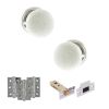 Old English Skipton Door Knob Pack (Latch Set - 4" HD Latch, 3" Fire Rated Hinges x3) - Polished Chrome