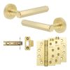 Complete Hex Door Handle Pack - Internal Doors - Satin Brass - 76mm / 4-inch Hinges - JE-C3A-SB