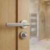Complete Venice Door Handle Pack - Bathroom Lock (Standard Thumb Turn) - Satin Nickel - 65mm / 3-inch Hinges - JE-F5B3-SN