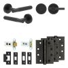 Complete Venice Door Handle Pack - Heavy Duty Tubular Bathroom (Plain Thumb Turn) - Matt Black - 64mm / 4-inch Hinges - JE-F30A2-MB