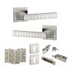 Senza Pari Bianca Door Handle Pack (Euro Lock Set - 3" CE Sashlock, 3" Fire Rated Hinges x3) - Satin Nickel