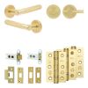 Complete Bari Door Handle Pack - Heavy Duty Tubular Bathroom (Plain Thumb Turn) - Satin Brass - 64mm / 3-inch Hinges - JE-D30B2-SB