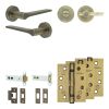 Complete Gio Door Handle Pack - Heavy Duty Tubular Bathroom (Plain Thumb Turn) - Antique Brass - 102mm / 4-inch Hinges - JE-E32A2-AB